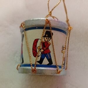 Wooden Drum Ornament with Soldier Design